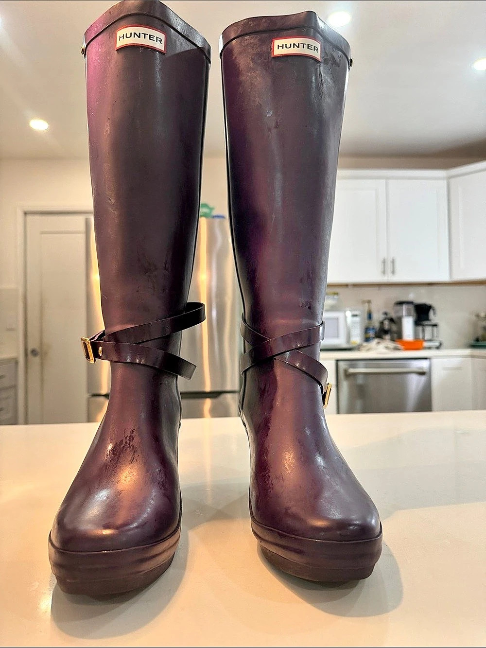 Hunter Andora Tall Wedge Rain Boots Purple๐๐ - Picture 2 of 16